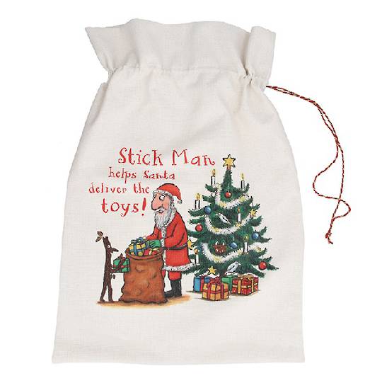 Cotton Santa Sack, Stickman 70x50cm *ETA Nov